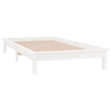 LED Bed Frame without Mattress White 90x200 cm Solid Wood 820592