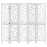 ZNTS Room Divider 5 Panels White Solid Wood Paulownia 358741