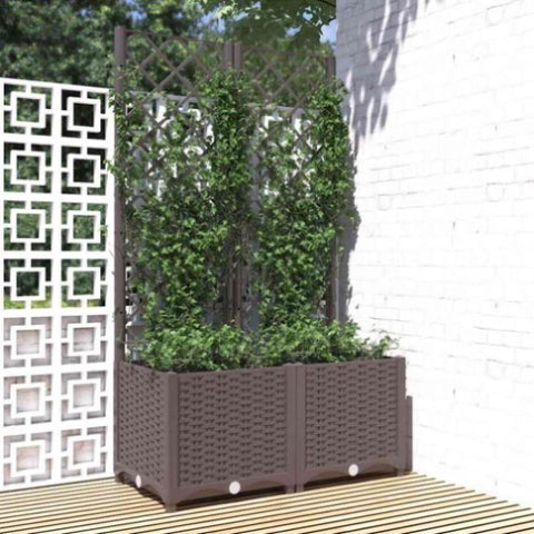 Garden Planter with Trellis Brown 80x40x136 cm PP 318261