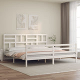 Bed Frame without Mattress White 200x200 cm Solid Wood 3194917