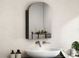 Arched Bathroom Mirror Cabinet with Adjustable Glass Shelves - Black T3398P423545