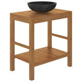 Bathroom Vanity Cabinet Solid Teak with Sink Marble Black 3058161