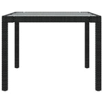 Garden Table Black 190x90x75 cm Tempered Glass and Poly Rattan 316712