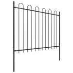 Garden Fence with Hoop Top Steel 181x150 cm Black 144932