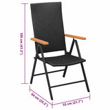 Garden Chair Set of 2 Black PE Rattan Standard Foldable 42798