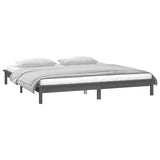 LED Bed Frame without Mattress Grey 140x190 cm Solid Wood 820653