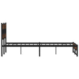 Metal Bed Frame without Mattress Brown Oak 135x190 cm Double 4017325
