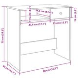 ZNTS Desk White 80x40x75 cm Engineered Wood 860472