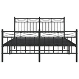 Metal Bed Frame without Mattress with Footboard Black 140x190cm 373709