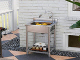 Outdoor Utility Sink, Stainless Steel Free Standing Single Bowl Kitchen Sink with Cold and Hot Water T3398P551796
