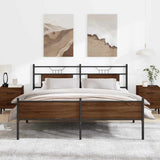 Metal Bed Frame without Mattress Brown Oak 183x213 cm 3325137