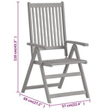 Garden Chair Set of 8 Grey Solid acacia wood Medium Foldable 3075140