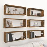 Wall Cube Shelves 6 pcs Smoked Oak 60x15x23 cm Engineered Wood 815926