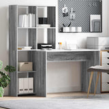 Desk with Shelf Grey Sonoma 138.5 x 55 x 143 cm Engineered Wood 3337254