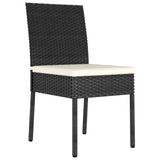 ZNTS 7 Piece Outdoor Dining Set with Cushions Poly Rattan Black 3100398