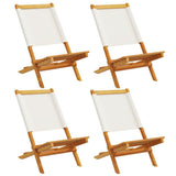 Folding Chairs 4 pcs Cream White Fabric and Solid Wood 3214637