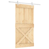 Sliding Door Natural and White 100 x 210 cm Solid Pine Wood 3445118