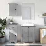 ZNTS 3 Piece Bathroom Furniture Set BODO Grey Solid Wood Pine 3307649