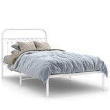 Metal Bed Frame without Mattress with Headboard White 100x200cm 376644