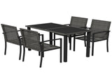 Outdoor Dining Set 5 Pieces Patio Conservatory with Tempered Glass Tabletop,4 Dining Chairs - Grey T3398P325285