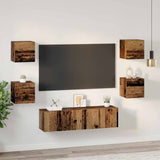 TV Cabinet Set Wall-mounted 6 pcs Old Wood Engineered Wood 3393141