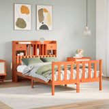 Bookcase Bed without Mattress Wax Brown 135x190 cm Double Solid Wood Pine 3321756