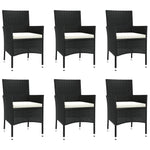 ZNTS 7 Piece Garden Dining Set with Cushions Black Poly Rattan 3187453