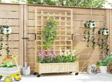 Wooden Trellis Planter, Raised Garden Bed with Wheels, to Climb and Grow Vegetables, Herbs and T3398P313611