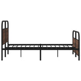 Metal Bed Frame without Mattress Brown Oak 140x200 cm 3318662