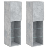 TV Cabinets with LED Lights 2 pcs Concrete Grey 30.5x30x102 cm 837022