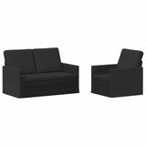 Sofa Set 2 pcs Black Fabric 3433136