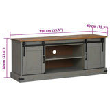 TV Cabinet HALDEN 2 Sliding Doors Grey 150x40x60 cm Solid Wood 4018415