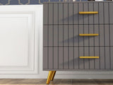 Three Drawer Embossed Line Dresser - Grey/Gold Tone T3398P343154