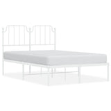 ZNTS Metal Bed Frame with Headboard White 120x190 cm Small Double 373933