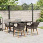 Garden Dining Set with Cushion 5 pcs Grey Poly Rattan 3261679