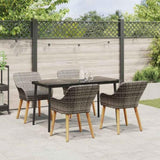 Garden Dining Set with Cushion 5 pcs Grey Poly Rattan 3261679