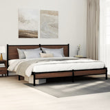 Metal Bed Frame without Mattress Brown Oak 200x200 cm 3301408