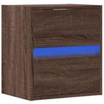 ZNTS Wall-mounted Bedside Cabinet with LED Lights Brown Oak 3307973
