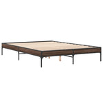 ZNTS Bed Frame Brown Oak 140x200 cm Engineered Wood and Metal 845020