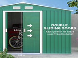 9 x 6ft Metal Garden Shed, Outdoor Storage Tool House with Ventilation Slots, Foundation Kit and T3398P318686