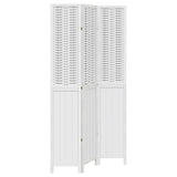 Room Divider 3 Panels White Solid Wood Paulownia 358720