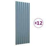 Roof Panels 12 pcs Galvanised Steel Grey 100x36 cm 319143