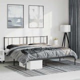 Metal Bed Frame without Mattress with Headboard Black 183x213cm 352485