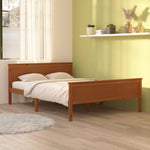 ZNTS Bed Frame without Mattress Honey Brown Solid Wood Pine 140x200cm 322191