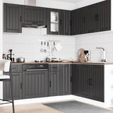 ZNTS 11 Piece Kitchen Cabinet Set Kalmar Black Engineered Wood 3314942