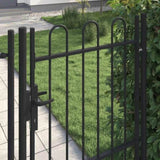 Fence Gate Single Door with Arched Top Steel 1x1.5 m Black 146031