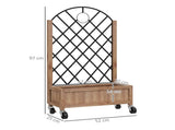 Raised Garden Bed with Metal Trellis, Pack of 2 Wooden Elevated Planter Box with Wheels and Drainage T3398P317809