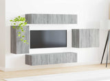 TV Wall Cabinet Set Wall-mounted 6 pcs Grey Sonoma 3408949