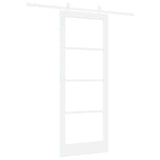Sliding Door White 83 x 211 cm Solid Pine Wood and Glass 3332224