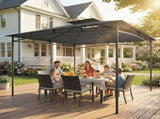 3 x 3 m Gazebo, Garden Gazebo with 2-Tier Roof, Metal Frame, Dark Grey T3398P554339